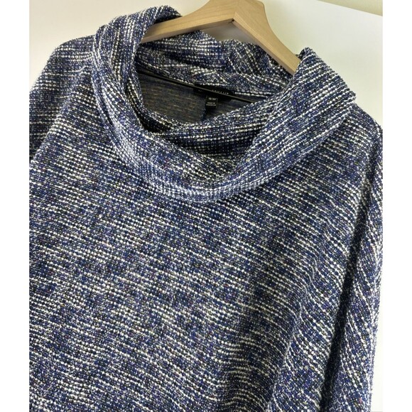 Lane Bryant Poncho Sweater Blue White Cowl Neck Pouch Pocket Pullover Plus 18/20 - Picture 4 of 12